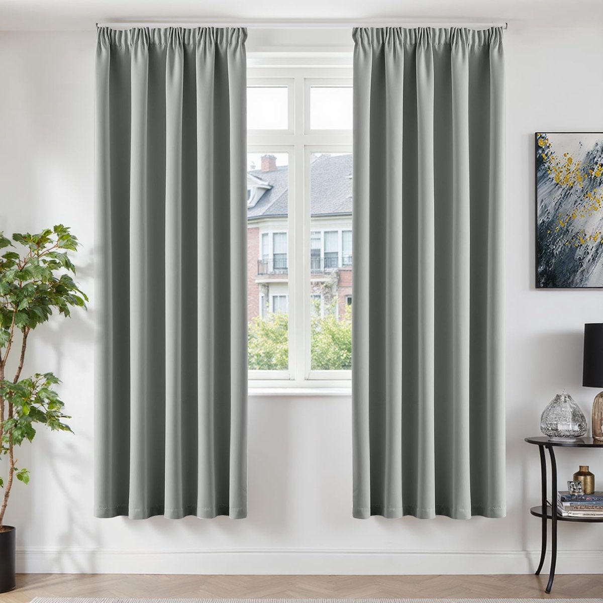 Opaque Gordijnen voor Railsysteem - Set van 2 Blackout Gordijnen 220 x 140 cm - Lichtgrijs