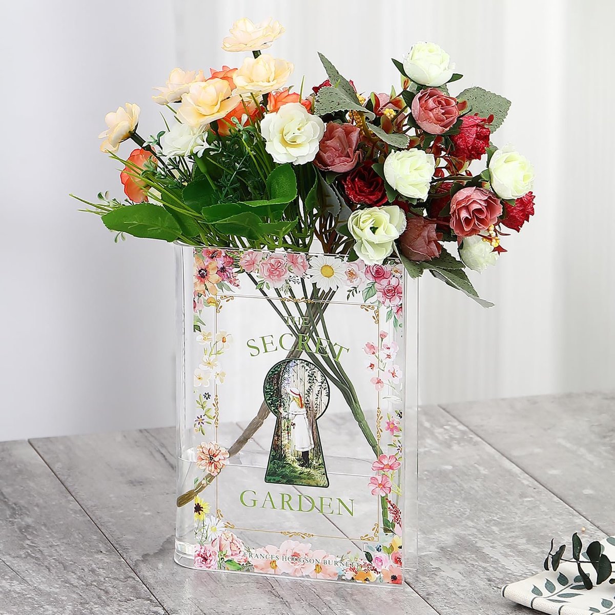 Omgoods - Duidelijke Boekenvaas voor Bloemen - Unieke Boekvormige Vazen voor Thuisdecoratie
