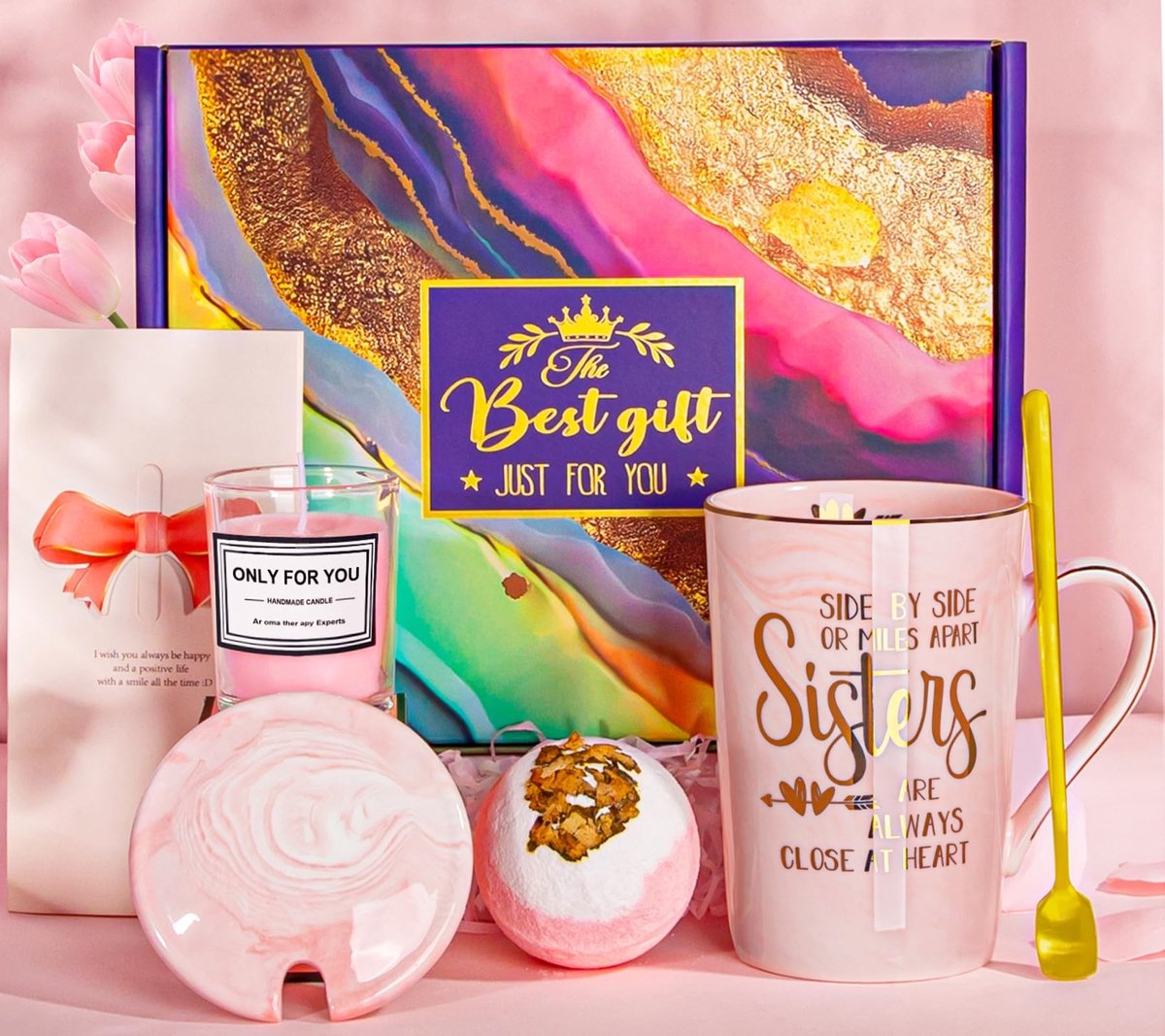 Omgoods - Unieke Cadeauset voor Zussen - Koffiemok met Gouden Print