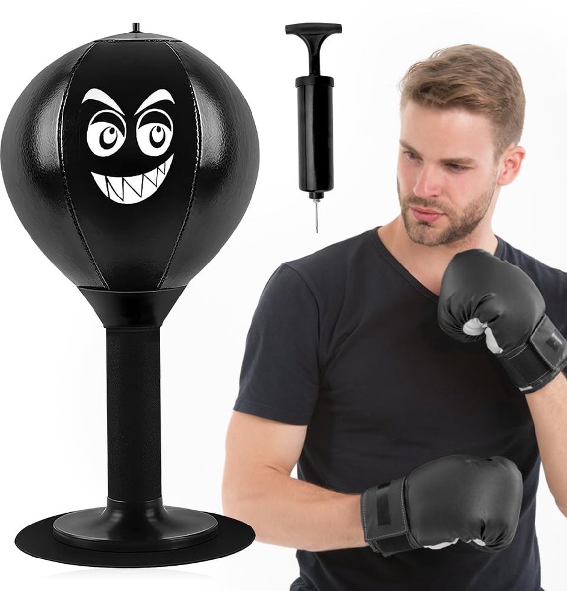 Omgoods - Kantoor Punching Ball Tafel met Zuignap - Mini bokszak voor stressverlichting