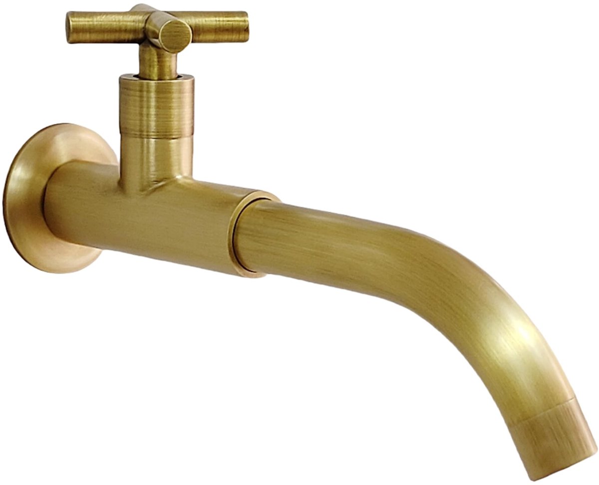 Omgoods - Wandmontage Koude Waterkraan - Messing Antiek Tuin Faucet 360° Rotatable