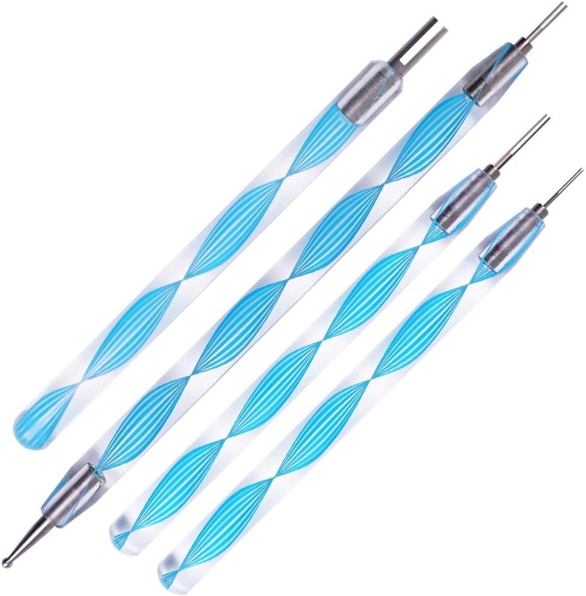 Quilling Sleufkopgereedschap met roestvrijstalen kop (set van 4 stuks, blauw)