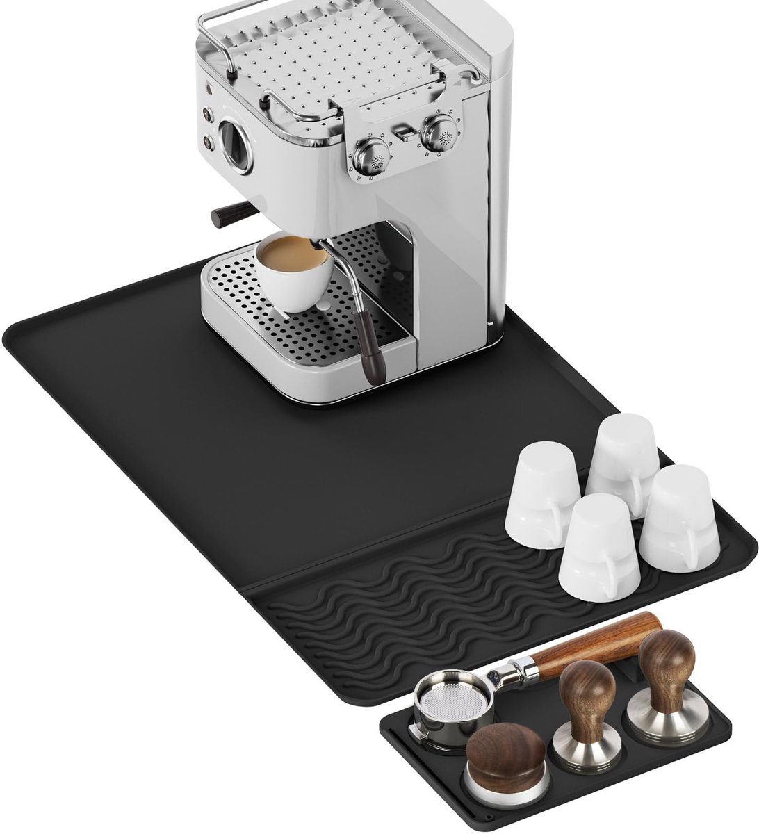 Omgoods- Koffiemat 60×40 cm - Antislip - Hittebestendig - Waterdicht - Afneembare Tampmat - Multifunctionele Koffiematset - Koffiemachine Mat