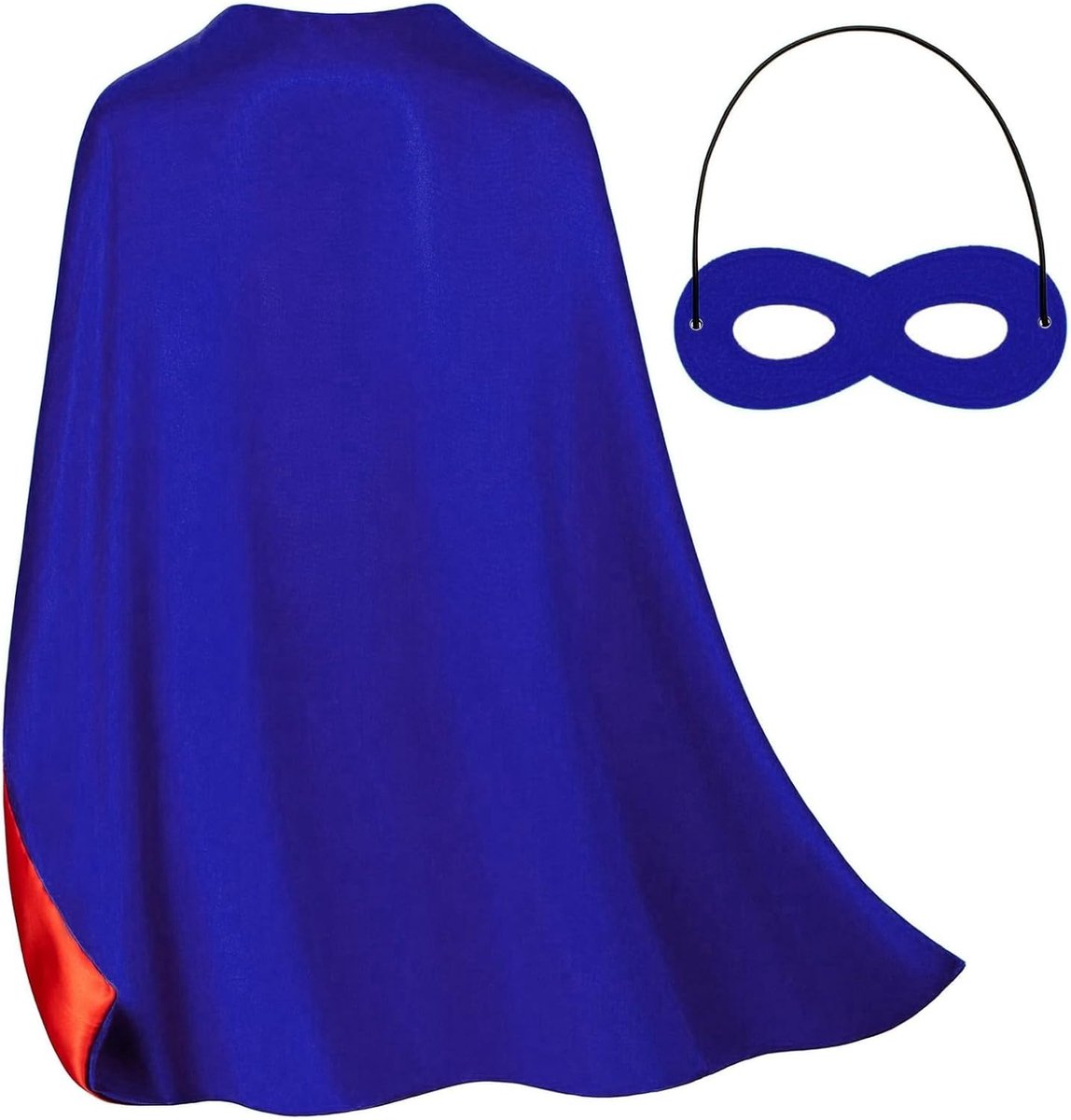 Maskerset, Halloween, Kerstmis, carnaval, kinderdag, verjaardagsfeest, cosplay, performance, pak, superheldencape voor kinderen van 1-9 jaar, blauw + rood