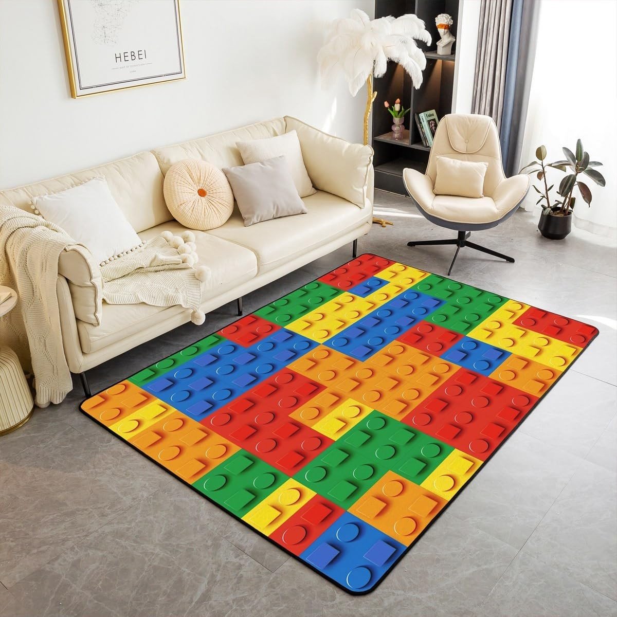 Omgoods - Bouwstenen Tapijt 100 x 150 cm voor Kinderen en Woonkamers