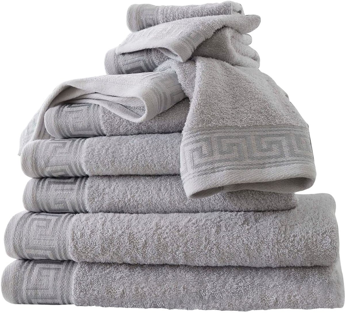Omgoods - 8-Delige Badhanddoeken Set, 500 g/m², 100% Egyptisch Katoen, Grijs