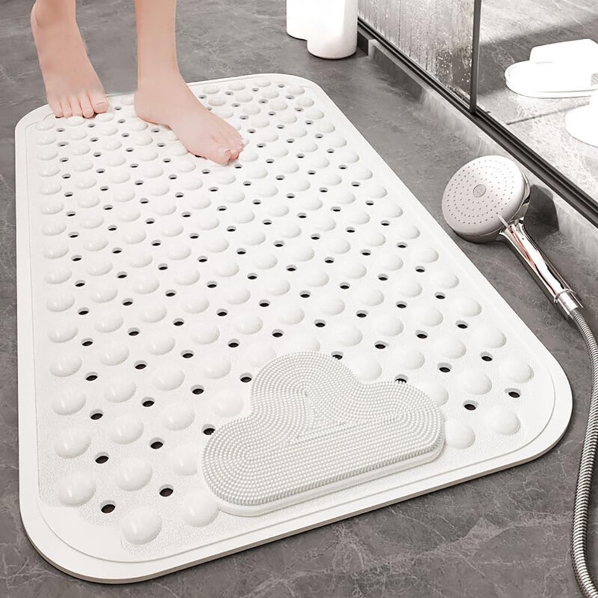 Omgoods - Antislip Douchematt 80 x 50 cm - Met Zuignappen en Afvoergaten