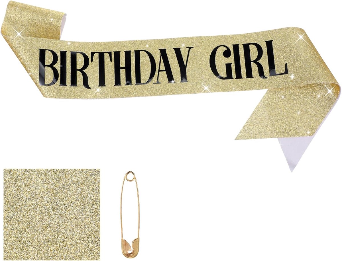 Glinsterende Birthday Queen/Girl Sjerpen, Glinsterende Roségouden Verjaardagssjerp met Speld, Verjaardagsfeest Accessoires voor Vrouwen en Meisjes