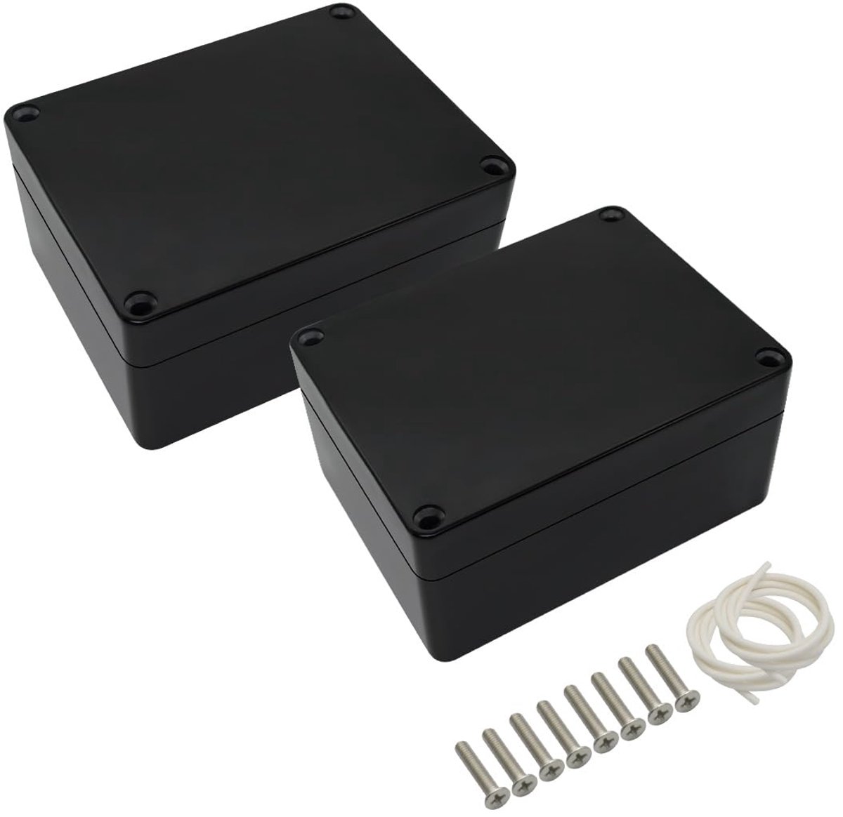 Project Box Verdeeldoos, ABS-kunststof, IP65, waterdicht, universele behuizing, zwart, buitenafmetingen 115 x 90 x 55 mm (2 stuks)