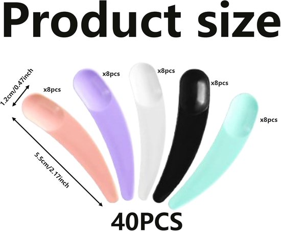 Spatels, kleine spatels voor gezichtsmaskers, herbruikbare kunststof spatel, spatel voor make-up crèmes, geschikt voor reinigingsgel, gezichtsmaskers, gezichtscrèmes en — afbeelding 5