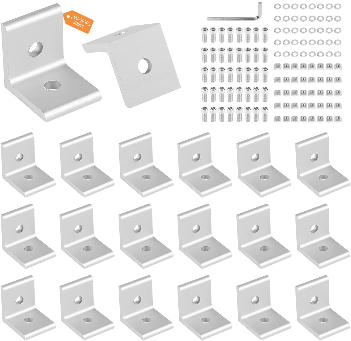 Omgoods - Set van 20 Aluminium Profielen met Hoekverbinders en Montagemateriaal