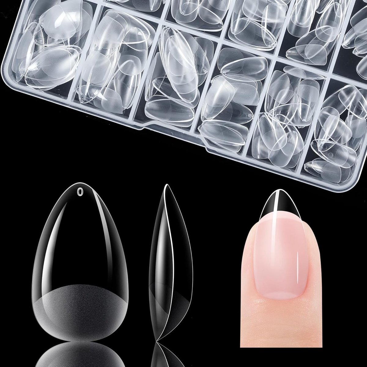 ec Extra korte amandelnageltips: volledige dekking XS korte zachte gel tips voorgepolijste kunstnageltips van PMMA-hars voor vrouwen salon 120 stuks 12 maten