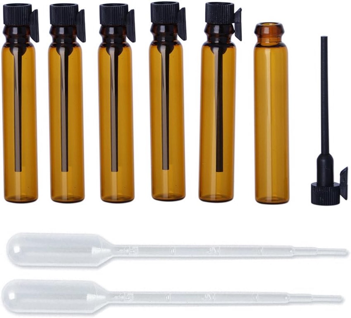 100 stuks lege navulbare amberkleurige glazen mini-flessen voor parfum- of geuroliemonsters
