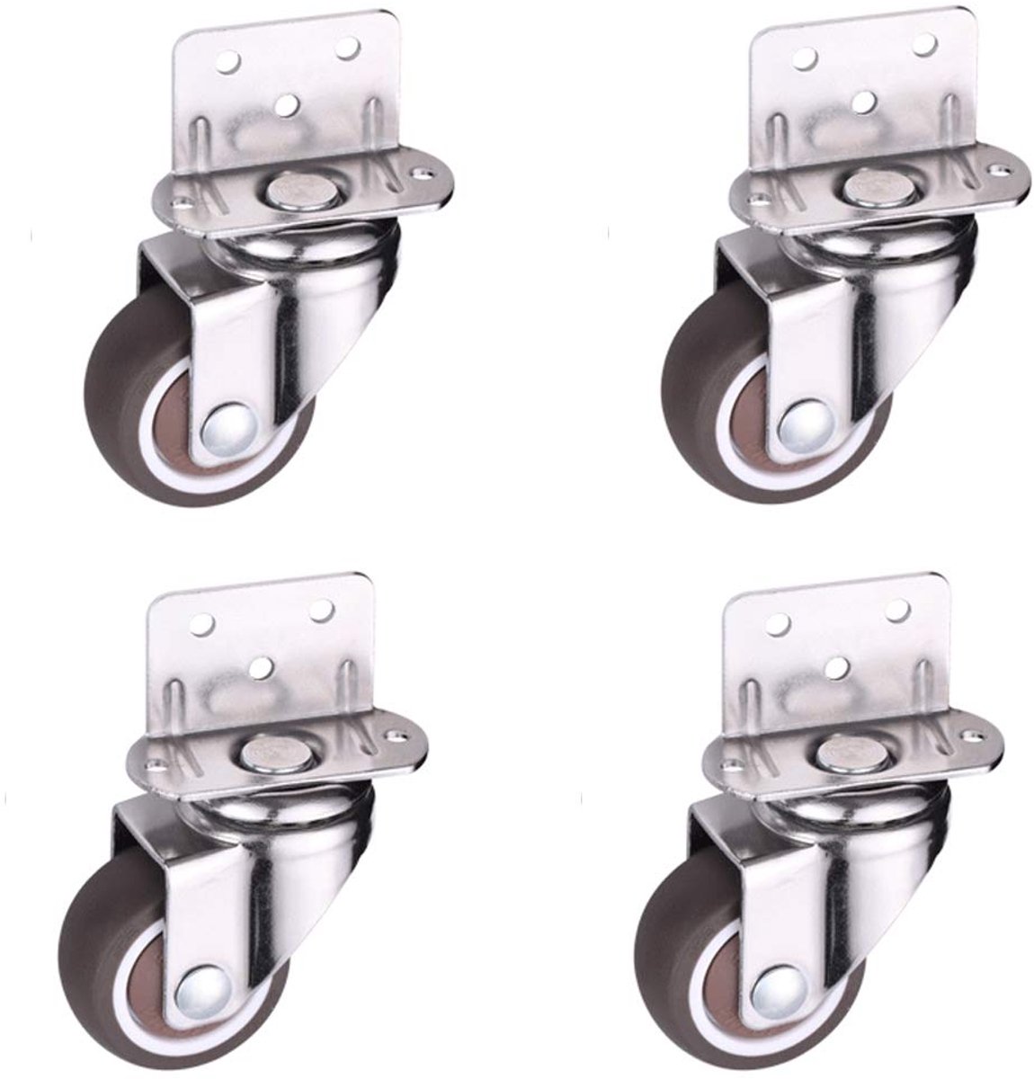 Zwenkwielen, meubelwielen, 25 mm, meubelwielen, L-vormige wielen voor kribben, kasten, meubels, tafels, draagvermogen 11 kg per rol
