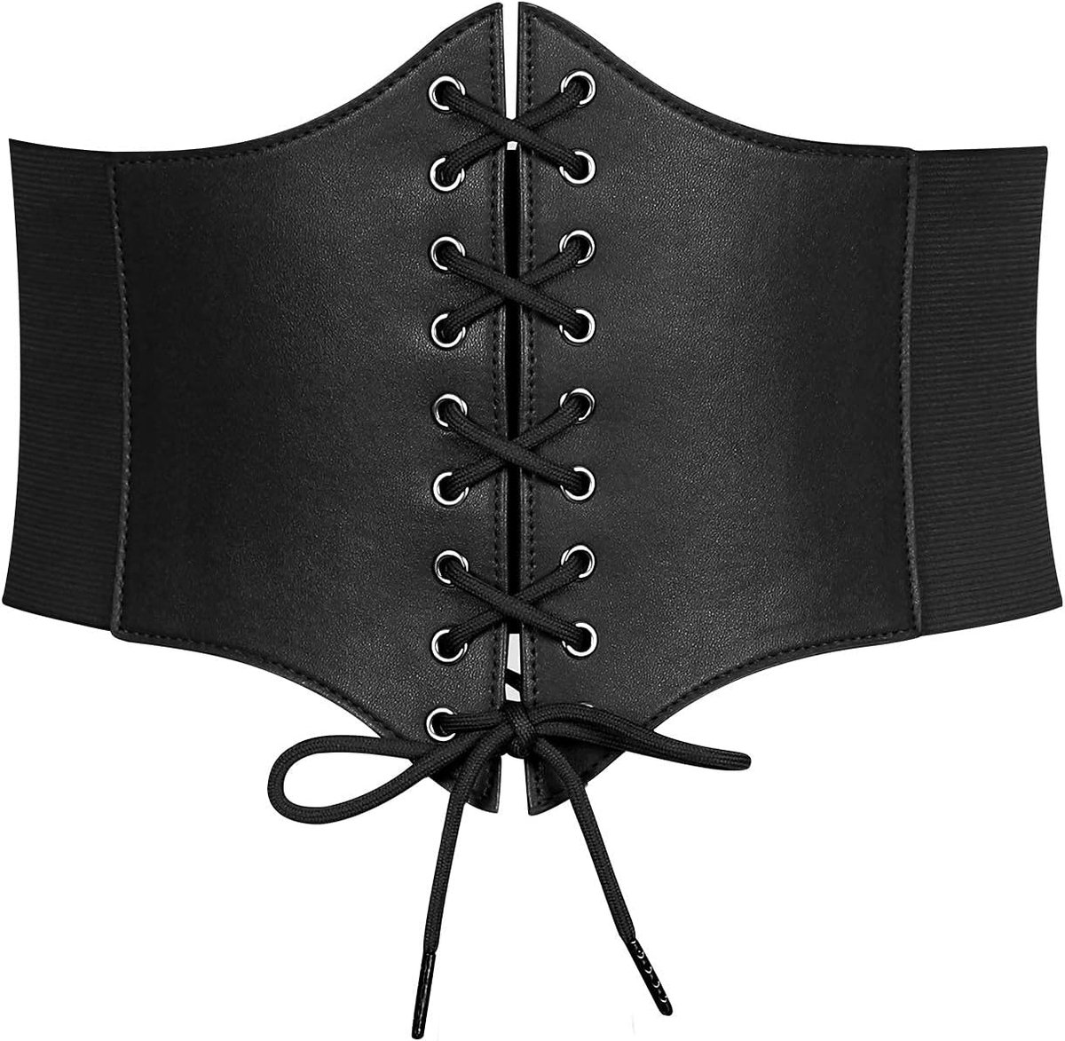 Vrouwen gebonden wespenriem brede veterriem korset elastische taille riem voor Halloween party, A-zwart, Gürtellänge 93cm(Für Taillengröße 97-108cm)