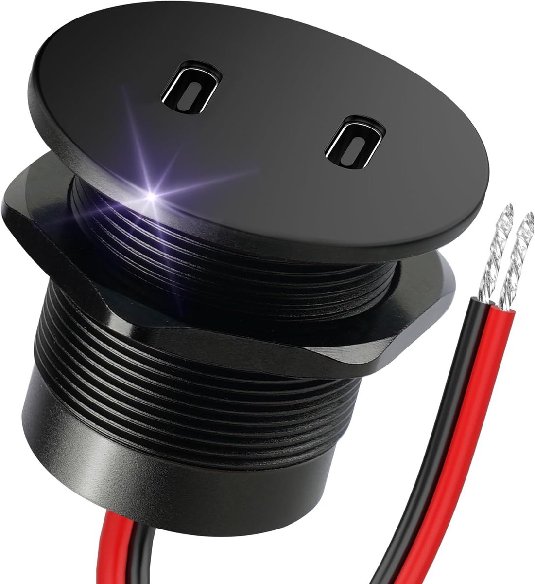 12V USB C Oplader Camper Socket Volledig Aluminium Dubbele Type-C PD3.0 20W Inbouw Snelle Oplader voor Marinier Boot Truck Caravan 1 Pack