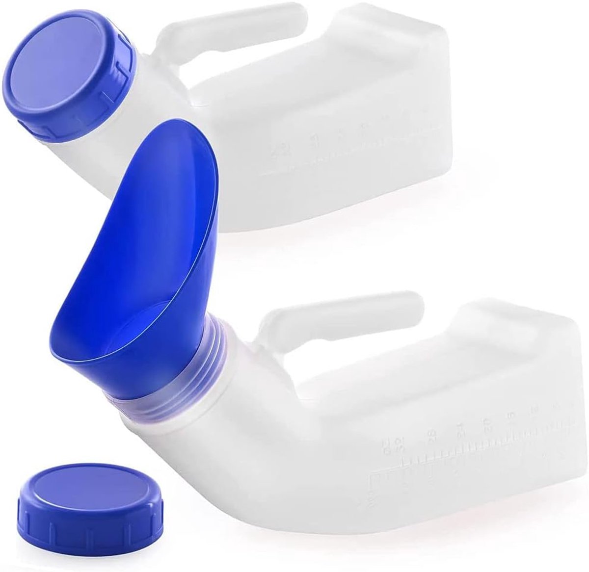 Urinale voor mannen en vrouwen, 2 stuks draagbare toilet-urinalen, 1000ML unisex-urinalen, draagbaar reis-urinoir, lekvrij urinoir, noodurinefles, voor auto, camping, reizen, outdoor