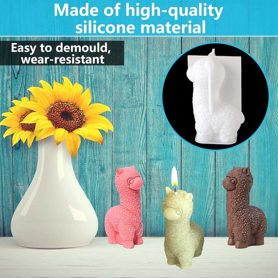 2 siliconen gietvormen voor Kerstmis, alpaca, kaarsen, zeep, gips — afbeelding 3