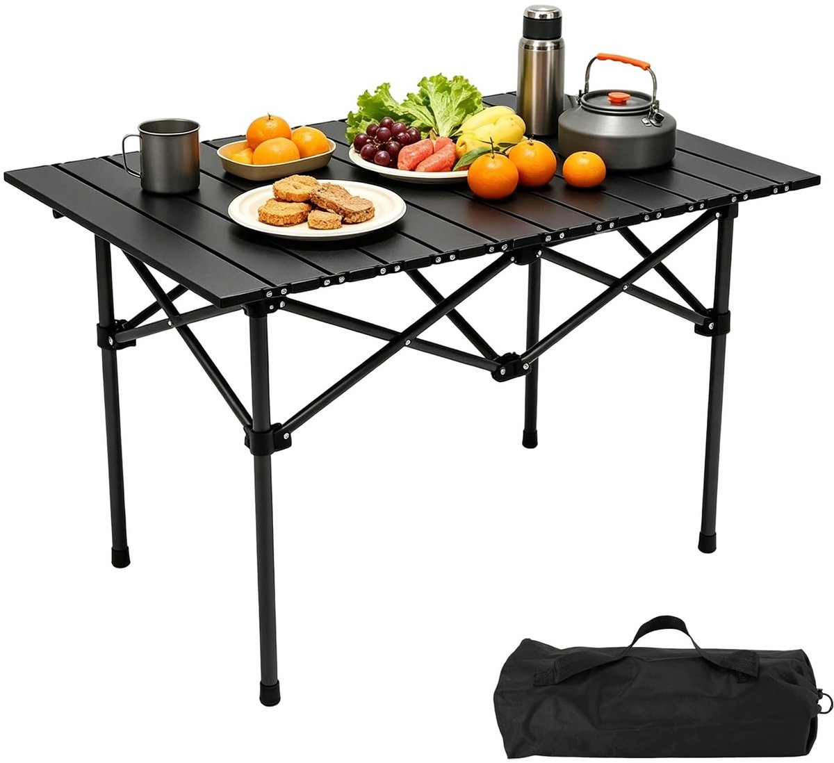 Omgoods - Opvouwbare Campingtafel - Multifunctioneel en Draagbaar - 95 x 56 x 50 cm - Zwart