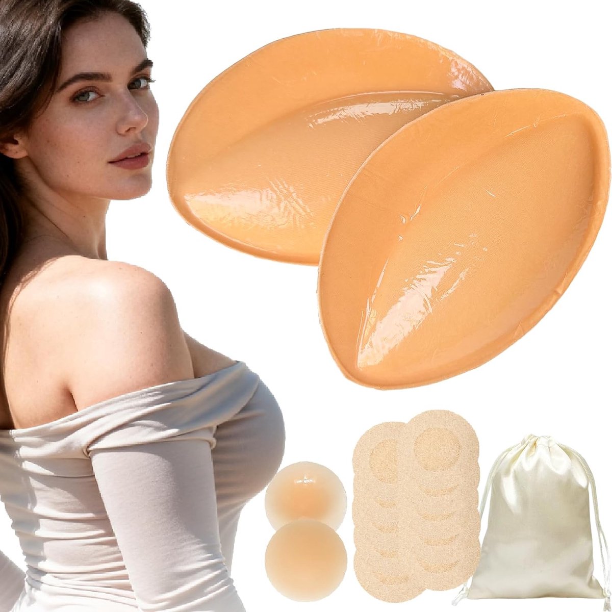 klevende beha-inzetstukken, zelfklevende push-up pads voor meer volume, herbruikbare en wasbare beha-pads