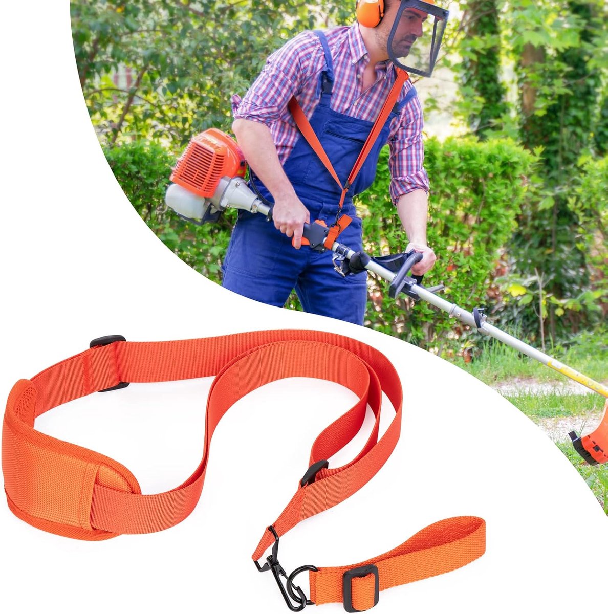 Grastrimmer harnas - maaierharnas riem trimmer schouderriem nylon riem voor bosmaaier en grastrimmer compatibel met de meeste grastrimmers (oranje)