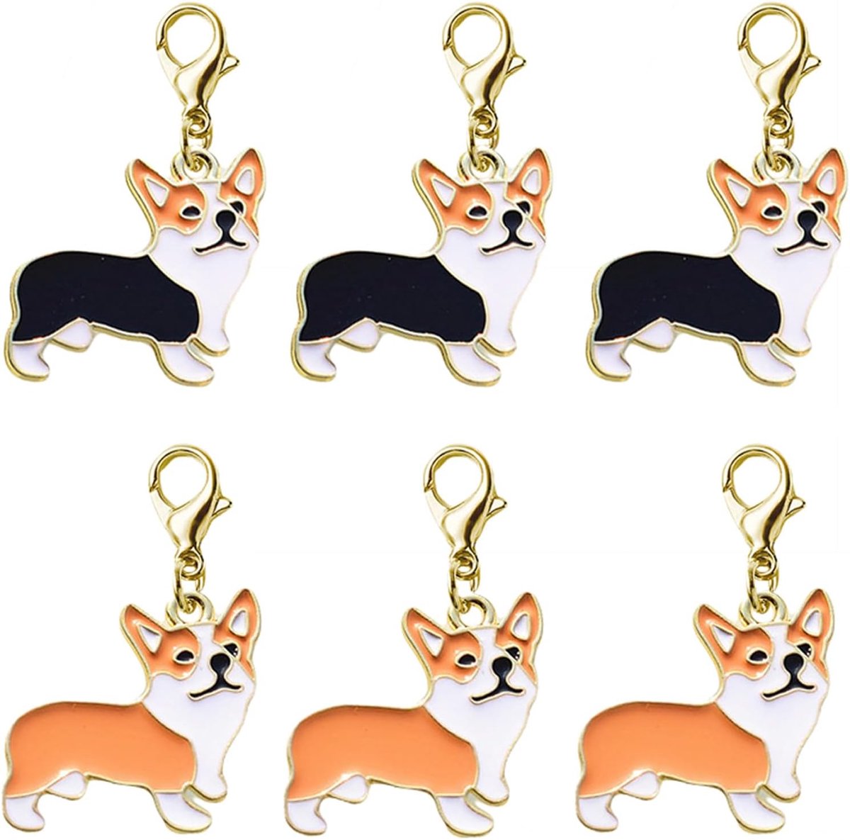 10 stuks schattige corgi honden hanger charm corgi dog sleutelhanger corgi dog tag voor dierenliefhebbers hondenliefhebbers - zwart en geel