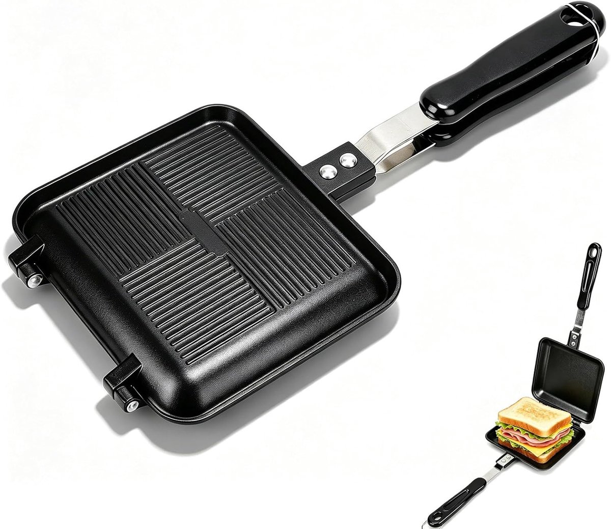 braadpan, sandwichpan, omeletpan, anti-aanbaklaag, grillpan voor ontbijt