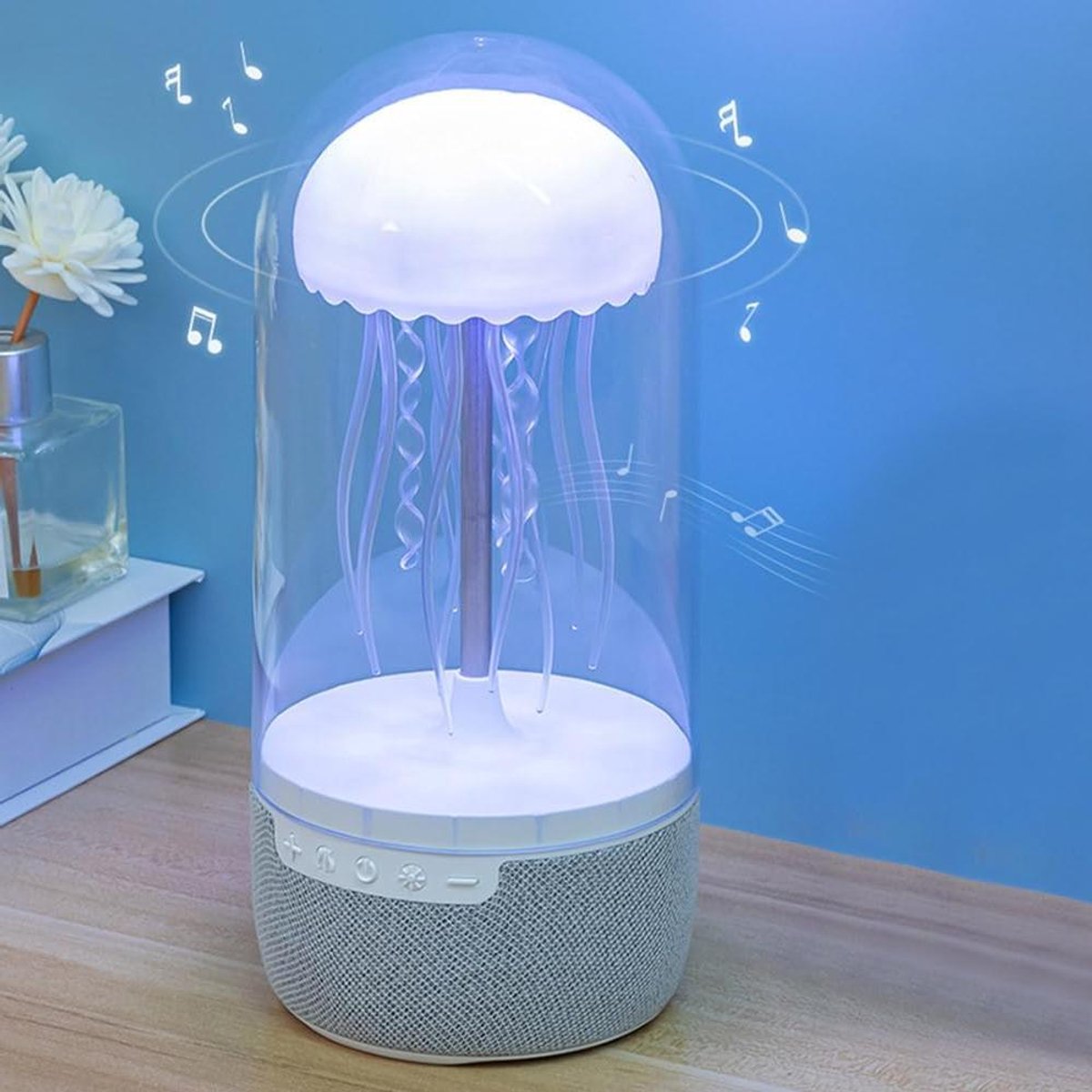 Kwallen Lamp Speaker - Nachtlampje Sfeerlamp - Decoratie Kamer - Drijvende Kwallen - 18.5 x 10.5 x 13 cm - Kleurrijk