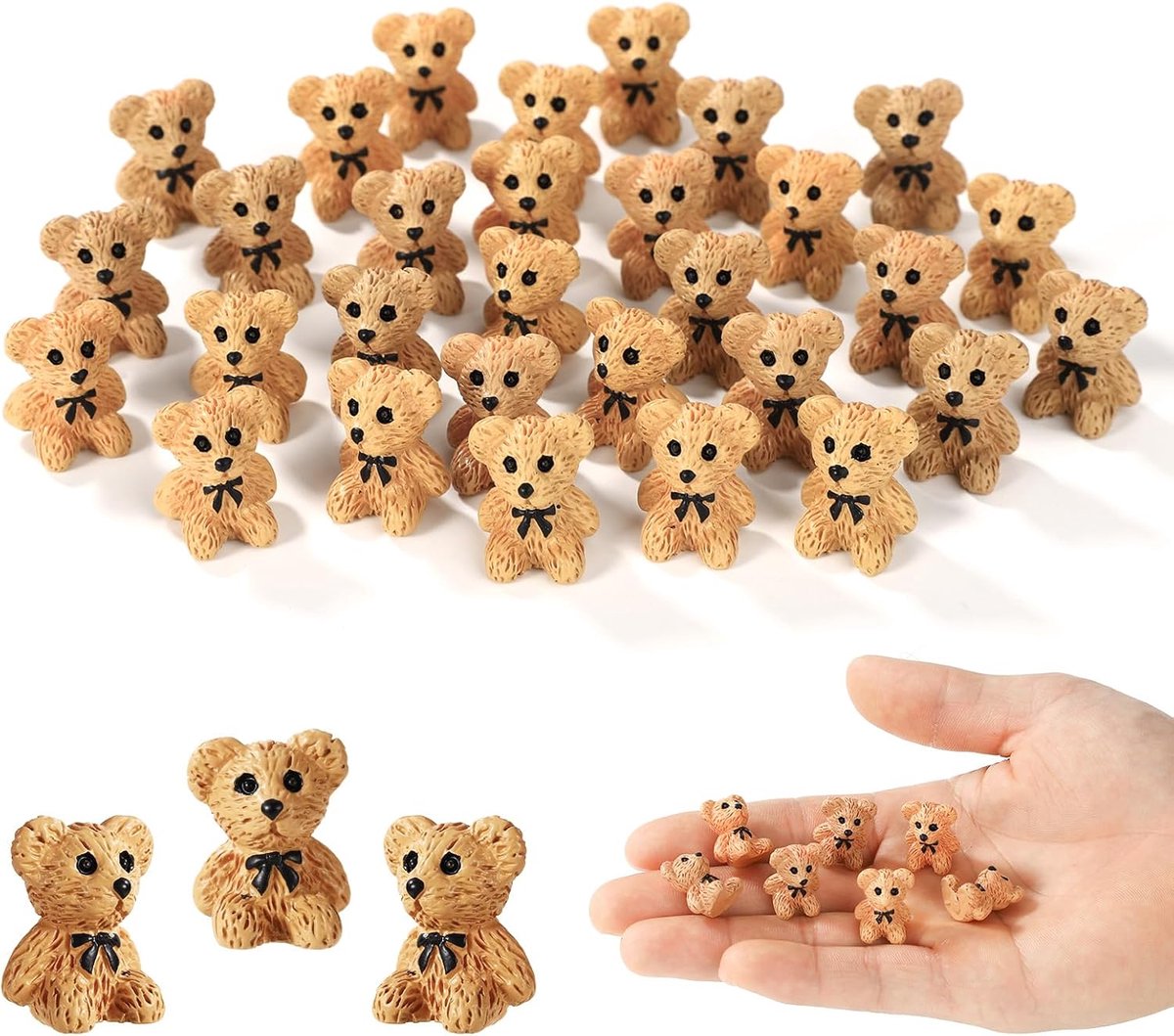 Miniatuur Teddybeer Beeldjes 60st - Hars - Schattige Decoratie - Perfect voor Auto en Feeëntuinen - ShopVlot
