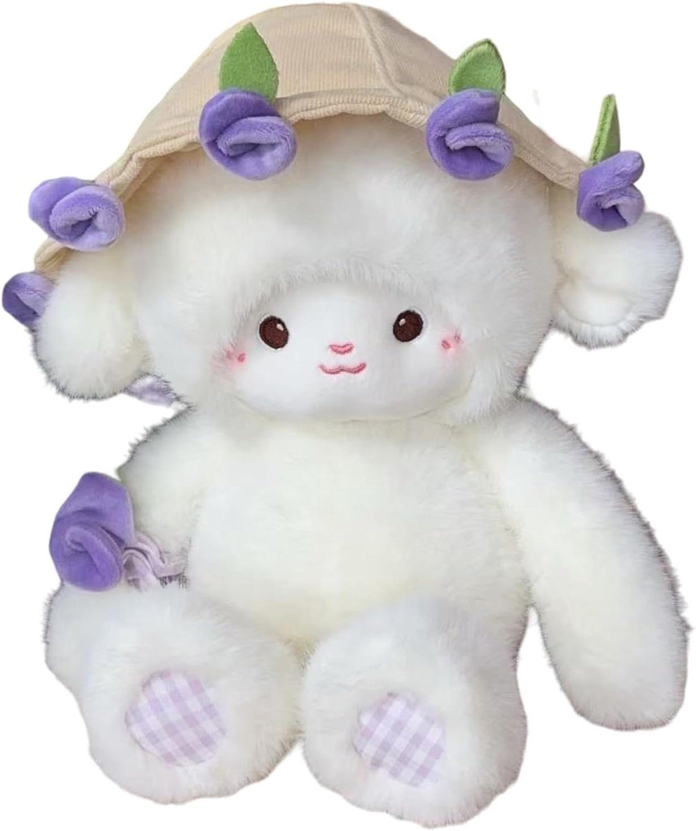 Pluchen Lam Knuffel - Schaap Knuffeldier - Decoratie en Troost - Wolkachtige Textuur - 30 cm - Paars
