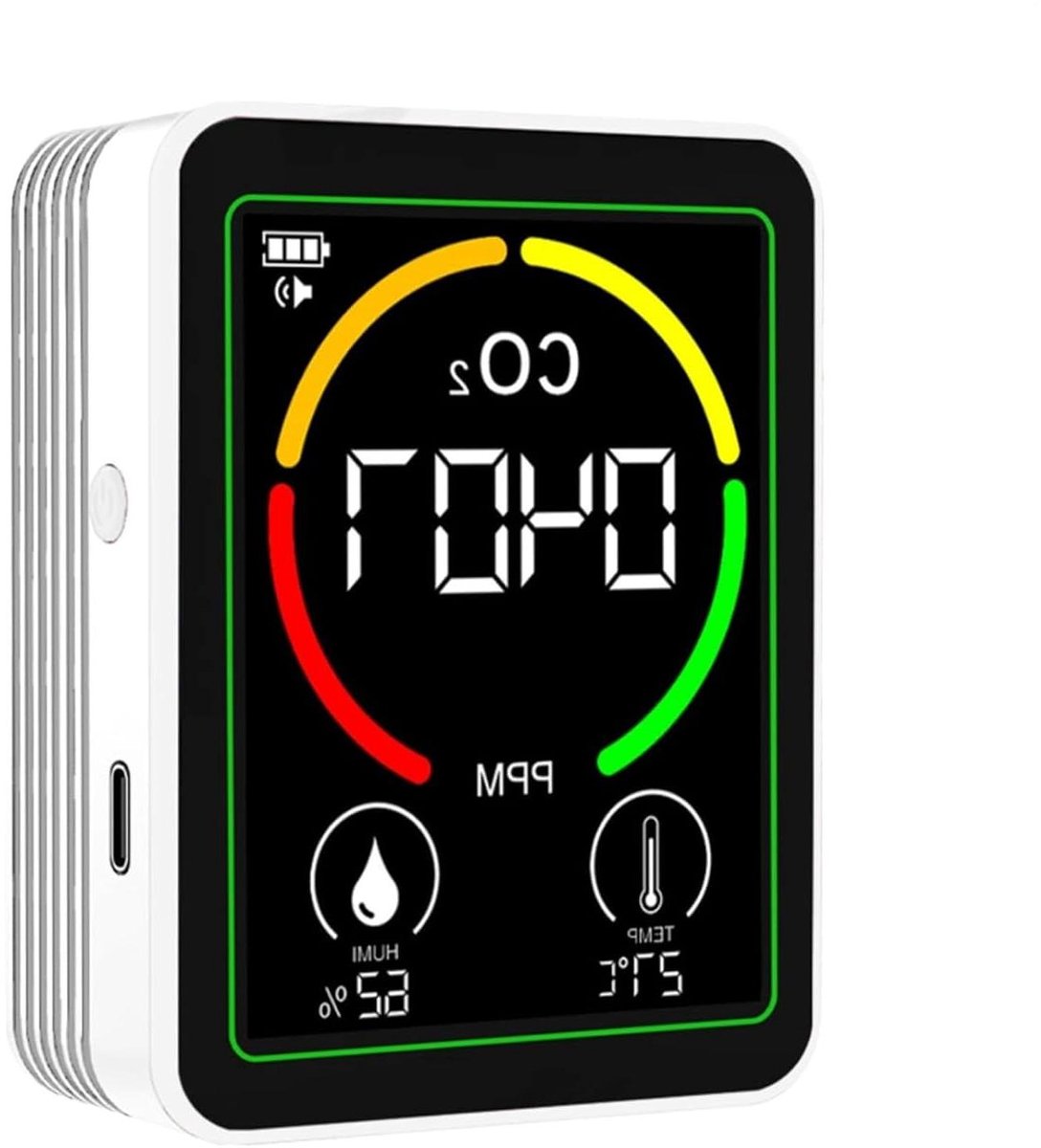 Luchtkwaliteitsmeter - Luchtkwaliteit Sensor - Gezonde Omgeving Creëren - Automatische Kalibratie - 9x7x3.5 cm - Wit