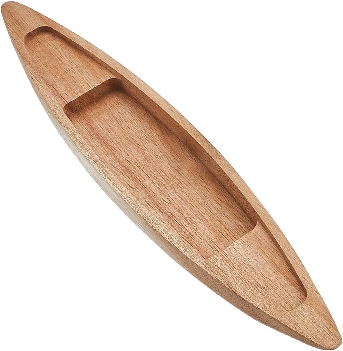 Onafgemaakt houten bootmodel mini zeilboot nautische kano van massief hout voor ambachtelijke projecten en tafeldecoratie met zeezicht