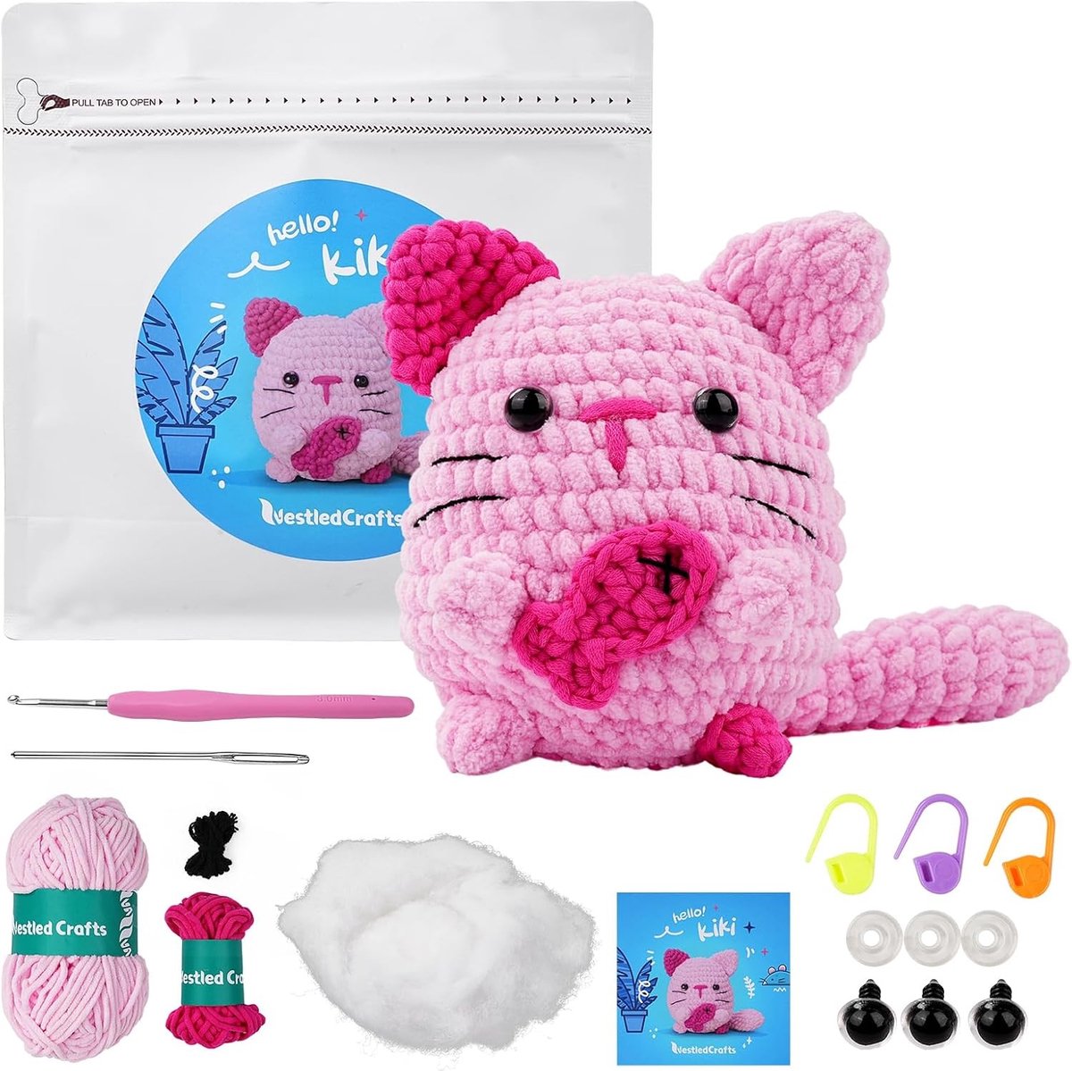 Complete Haakset voor Beginners met Video Tutorials, Amigurumi Dieren en DIY Projecten voor Kinderen en Volwassenen, Perfect Cadeau voor Creatieve Geesten