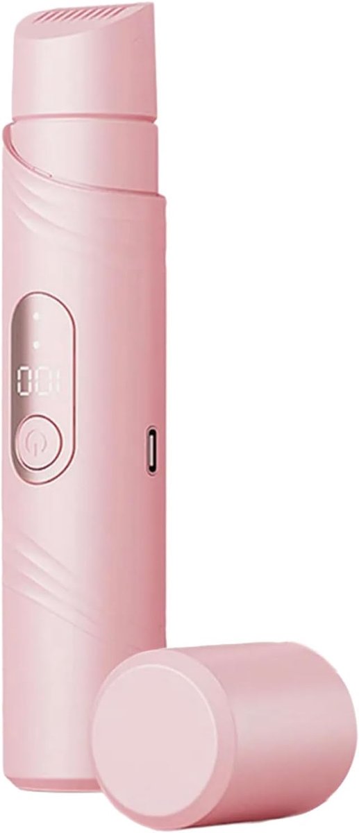 Epilator - Elektrische haartrimmer – Scheerapparaat voor de intieme zone – Bikini-trimmer met dubbele kop – Geschikt voor nat en droog gebruik – Keramisch mesje – Draagbaar, oplaadbaar en snoerloos ontharingsapparaat – Unisex – Roze – 1 stuk