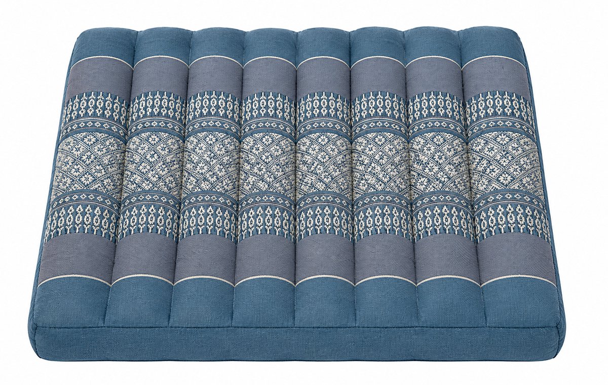 Fine Asianliving Thais Meditatiekussen 42x42cm Yoga Zitkussen Blauw Meditatie Mat Matras