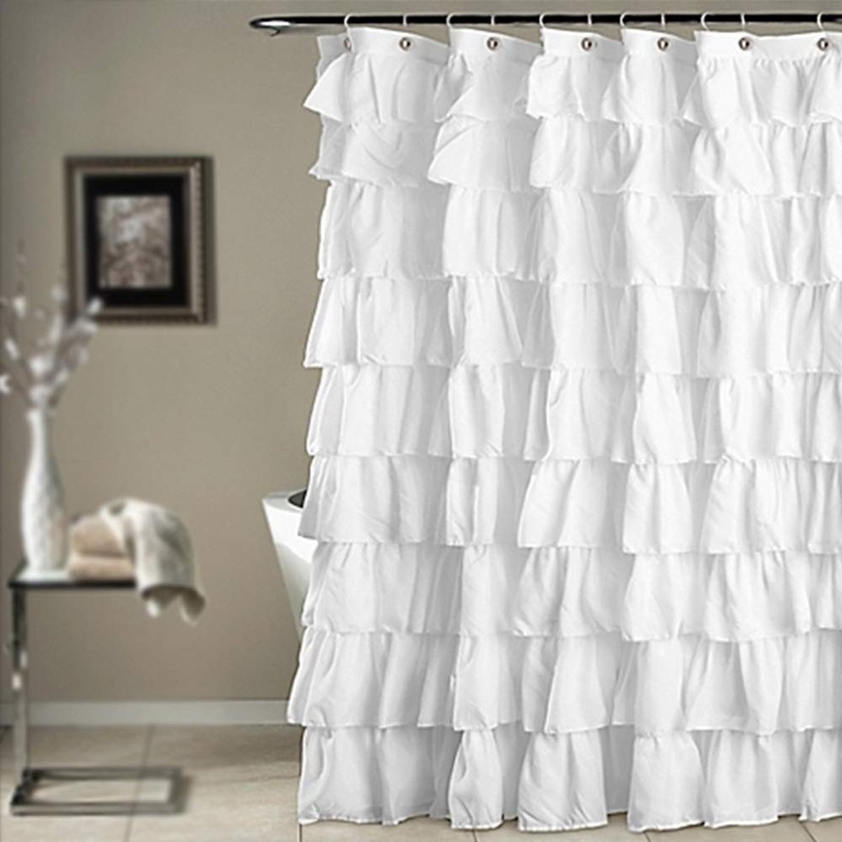 Omgoods - Waterdicht Rimpel Douchegordijn 180 x 180 cm in Chic Wit