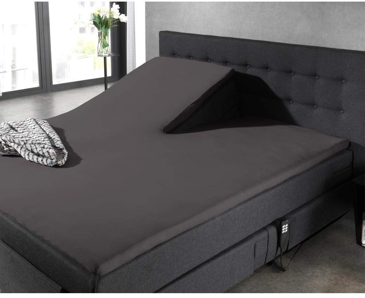 Omgoods - Split Topper Fitted Sheet 100% Katoen 140 x 200 cm Anthraciet