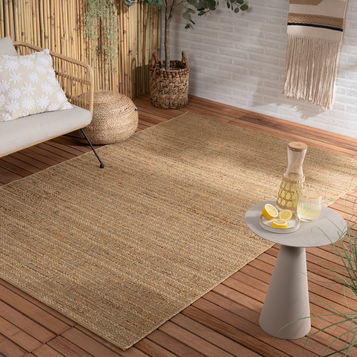 Fraai Jute buitenkleed - Daisy Lines Multicolor - 160x230cm