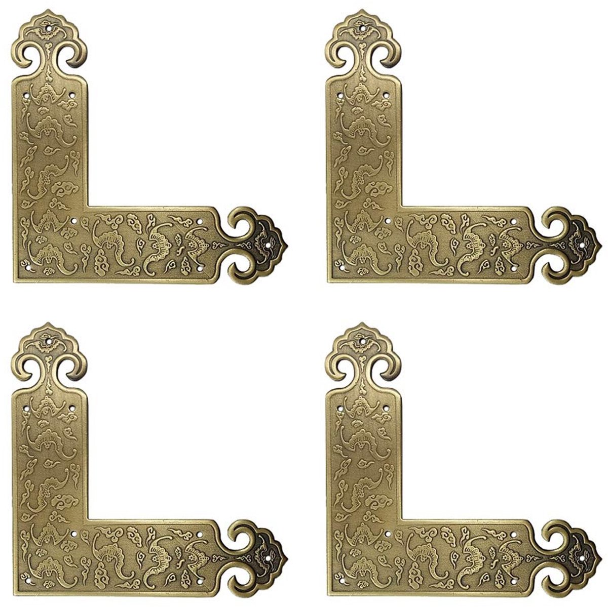 Omgoods - Set van 4 Antieke Messing Hoekbeschermers - Decoratieve Hoekbeschermers voor Meubels