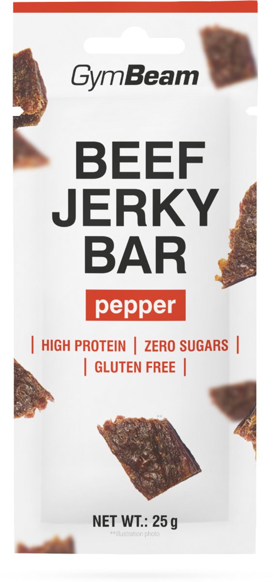 GymBeam Beef Jerky Bar 25 g gepeperd