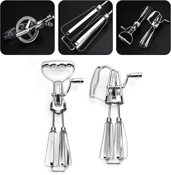 Handmatige Mixer - Keuken Accessoire - Bakken en Koken - Instelbare Snelheid - Groot 31cm - Zilverkleurig — afbeelding 4
