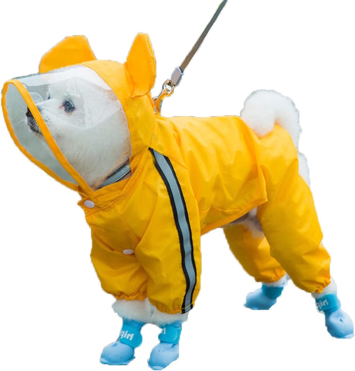 Hondenregenjas met capuchon - Regenjas hond Hondenjas - Hond uitlaten - Reflecterende strepen - XS - Oranje