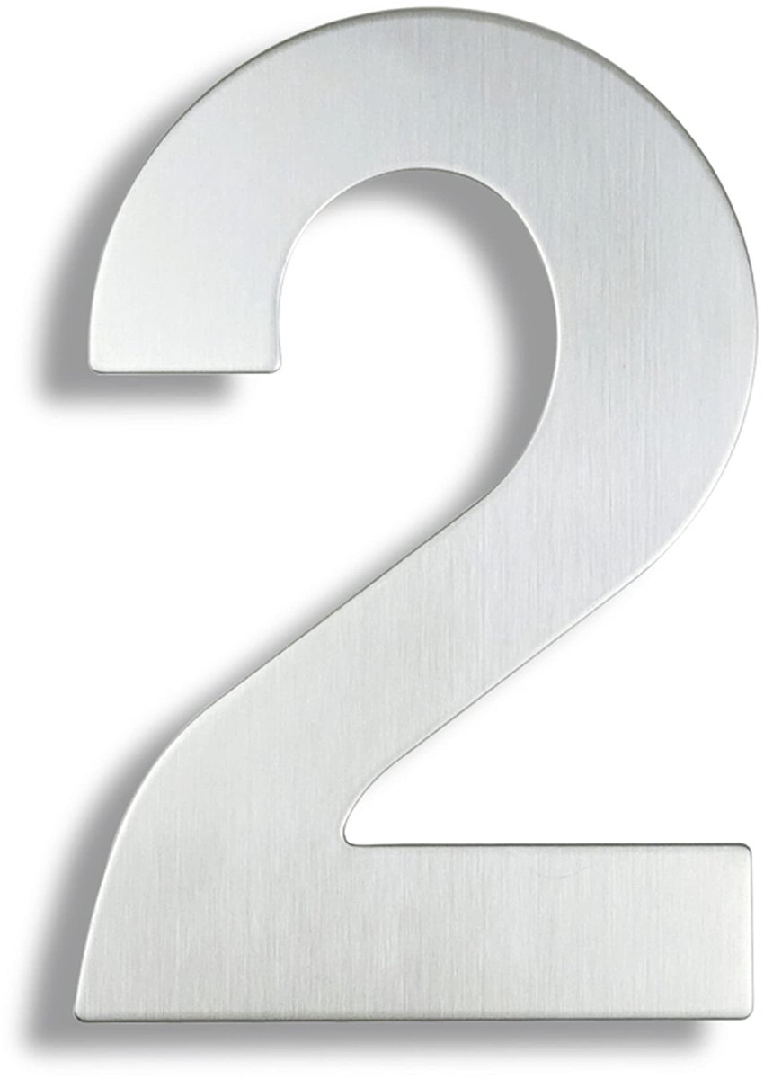 SnelShoppen - Modern Huisnummer Geborsteld Roestvrij Staal - Stijlvolle Deur Plaat - Alfabet Plaque voor Straat en Thuisdecoratie - 2,6 Inch Zilver