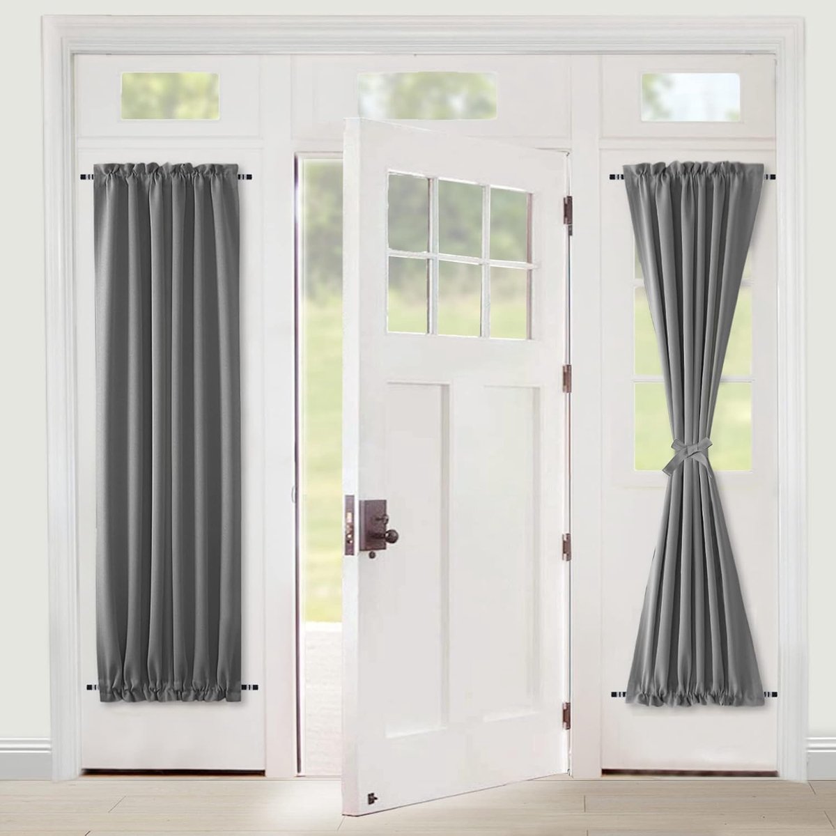 SnelShoppen - Opaque Deur Gordijnen, Keuken Gordijn, Moderne Deur Gordijnen, Balkon Deur Met Pockets, Blackout Gordijnen Met Klemmen, 1 Stuk Grijs, W7