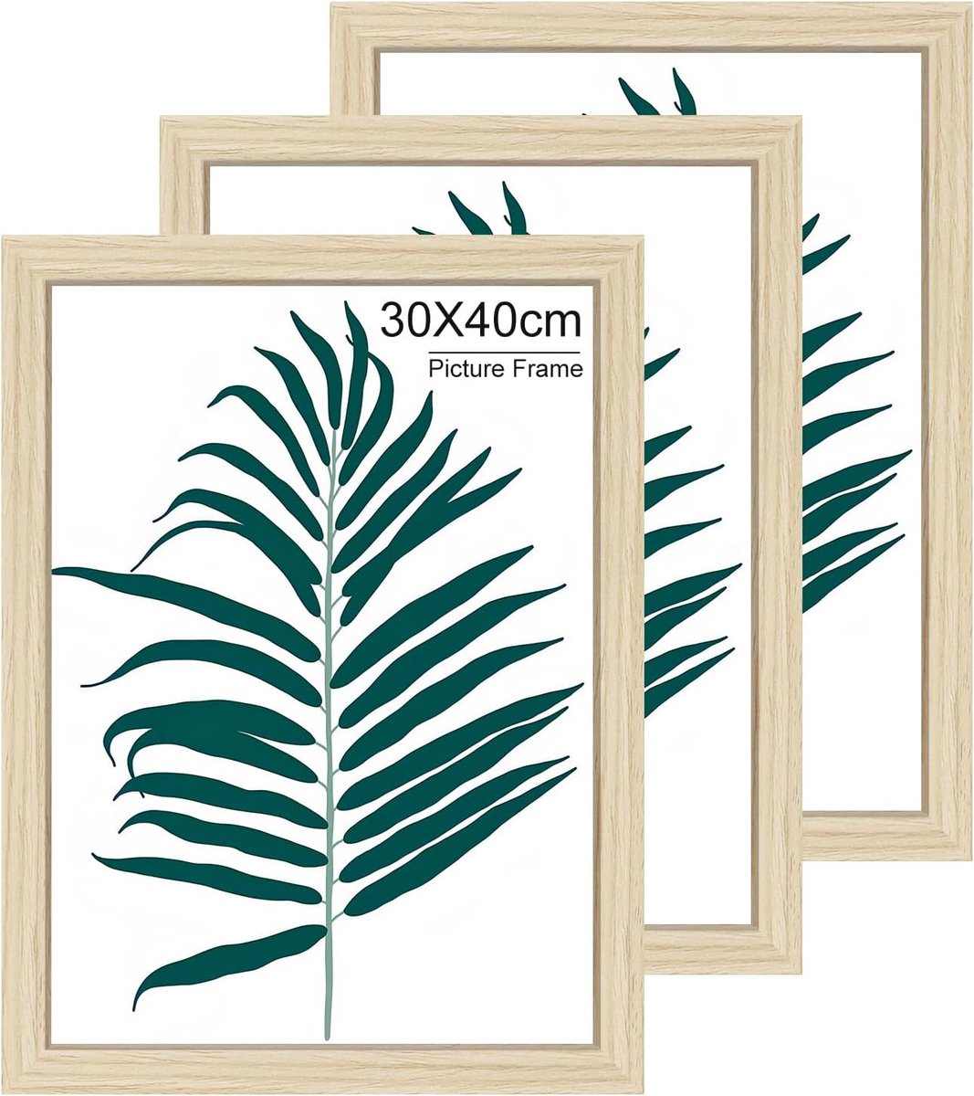 SnelShoppen - 3 Pack Fotolijst Set 30x40cm, Natuurlijke Houten Muur Fotolijsten voor Afdrukken, Foto's en Posters, Perfect voor Thuisdecoratie