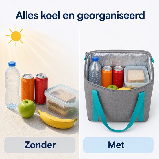 Koeltas 32 Liter - Grote Opvouwbare Koeltas - Isolerend - Grijs van Vintag — afbeelding 4