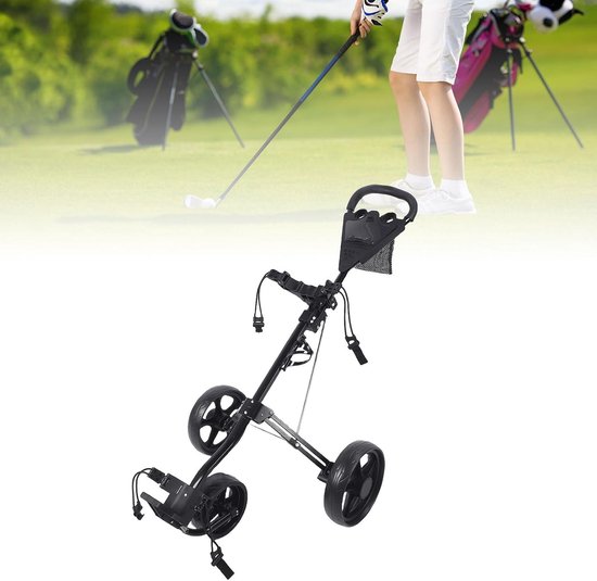 Opvouwbare Golftrolley - 3-wiel trolley Duwkar - Golfen Ondersteunen - Snel Opvouwbaar Mechanisme - 82 x 30 x 26 cm — afbeelding 4
