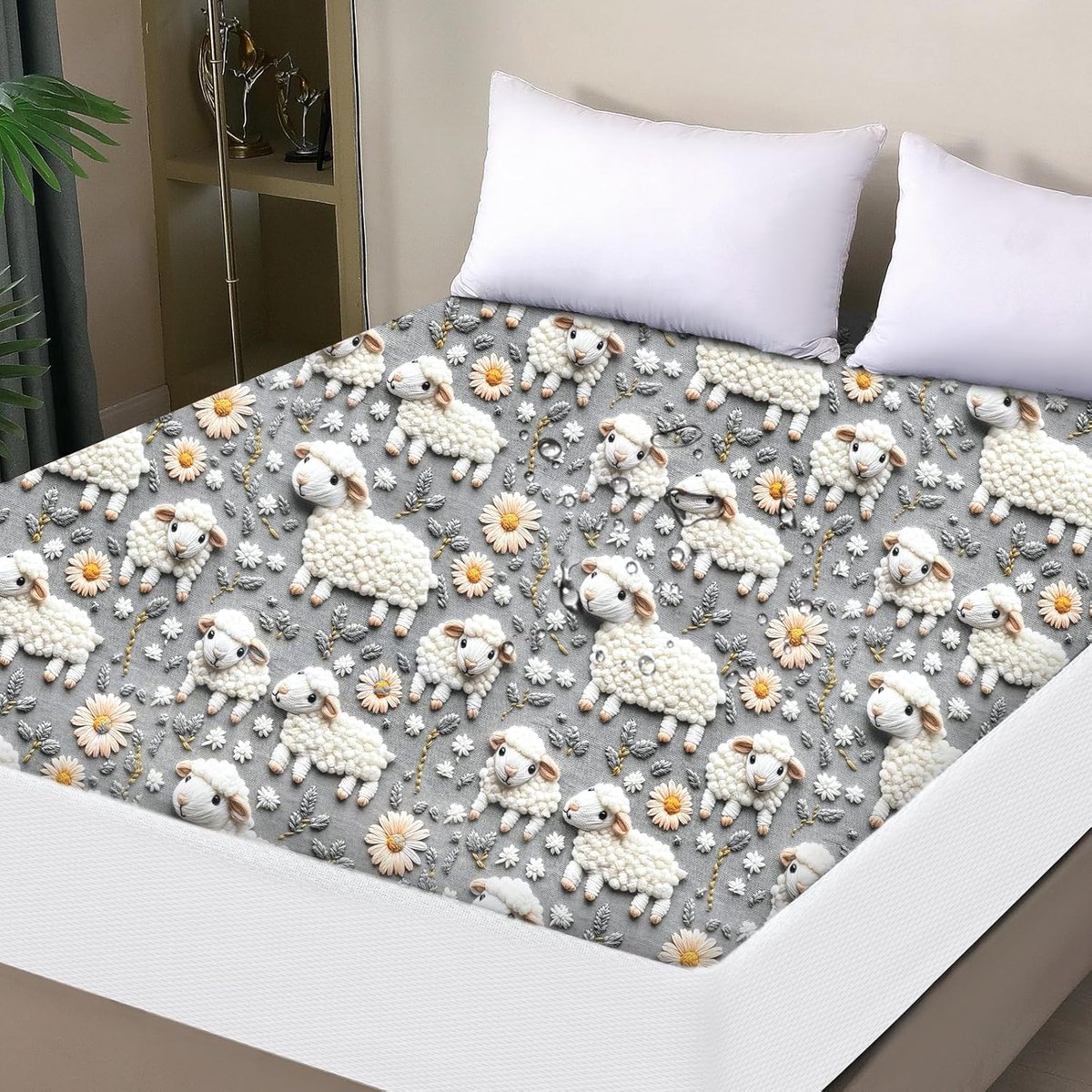 SnelShoppen - 5D Effect Waterdichte Matrasbeschermer 160x200cm, Aangenaam Ademend Fitted Sheet voor Incontinentie, Vochtbescherming, Geschikt voor All