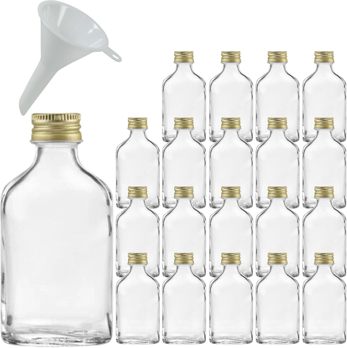 SnelShoppen - 20 Mini Glazen Flessen 20 ml met Schroefdop voor Decoratie, Essences en Proefmonsters - Ideaal voor Feesten, Camping en Keuken
