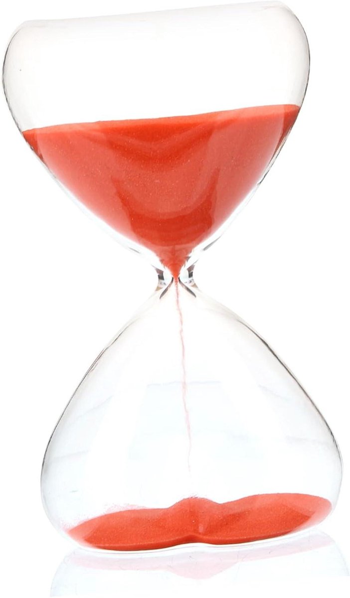 Zandloper Keukentimer - Zandklok Decoratie - Koken Tandenpoetsen - Vlakke Stabiele Bodem - 14.5 cm Hoog - Watermeloen Rood